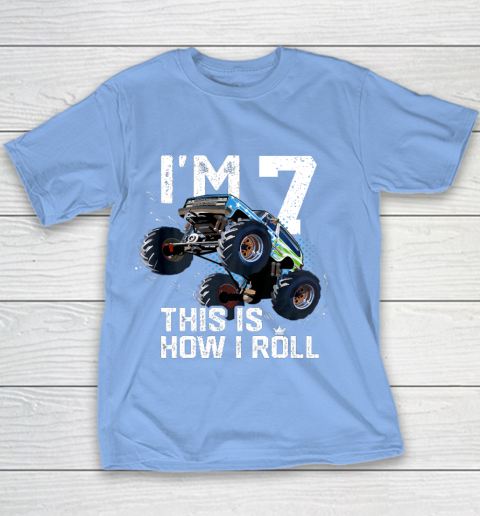 Kids I'm 7 This is How I Roll Monster Truck 7th Birthday Boy Gift 7 Year Old Youth T-Shirt 8
