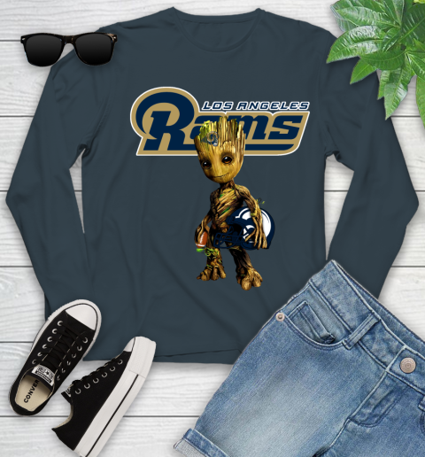 Los Angeles Rams NFL Football Groot Marvel Guardians Of The Galaxy Youth Long Sleeve 8