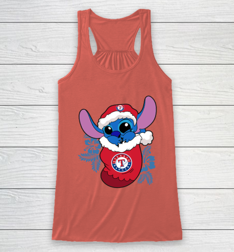 Texas Rangers Christmas Stitch In The Sock Funny Disney MLB Racerback Tank 4