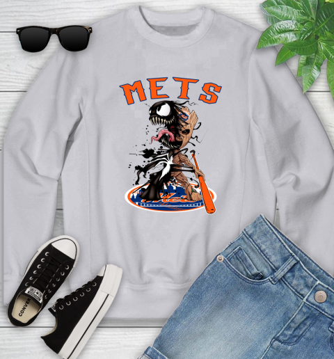 MLB New York Mets Baseball Venom Groot Guardians Of The Galaxy Youth Sweatshirt 4