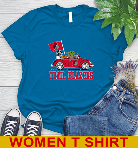NBA Basketball Portland Trail Blazers Darth Vader Baby Yoda Driving Star Wars Shirt Women's T-Shirt 7