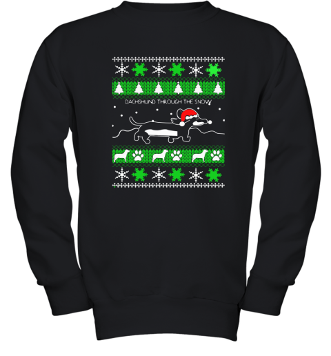 Dachshund Through The Snow Ugly Christmas Adult Crewneck Youth Sweatshirt