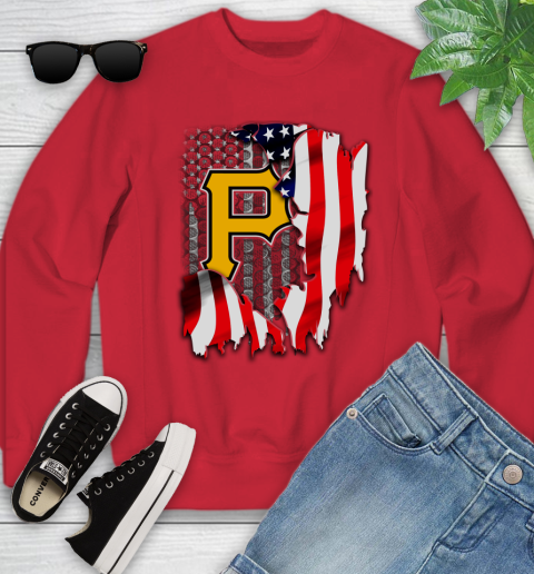 Pittsburgh Pirates MLB Baseball American Flag Youth Sweatshirt 8