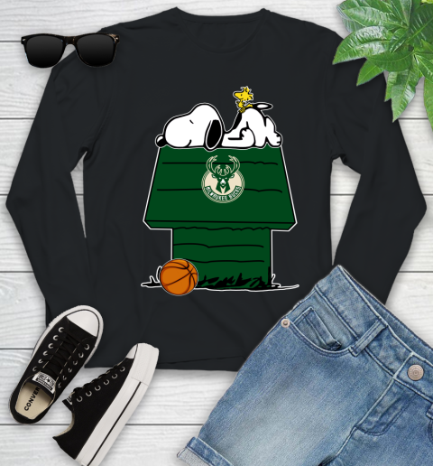 Milwaukee Bucks NBA Basketball Snoopy Woodstock The Peanuts Movie Youth Long Sleeve 2