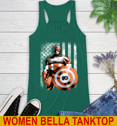 Philadelphia Flyers NHL Hockey Captain America Marvel Avengers American Flag Shirt Racerback Tank 5