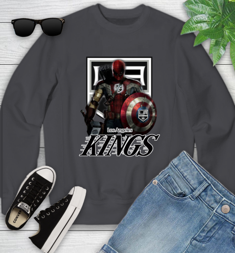 NHL Captain America Thor Spider Man Hawkeye Avengers Endgame Hockey Los Angeles Kings Youth Sweatshirt 6