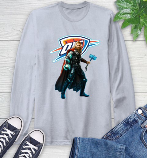 NBA Thor Avengers Endgame Basketball Oklahoma City Thunder Long Sleeve T-Shirt 6