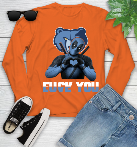 NBA Memphis Grizzlies Deadpool Love You Fuck You Basketball Sports Youth Long Sleeve 3