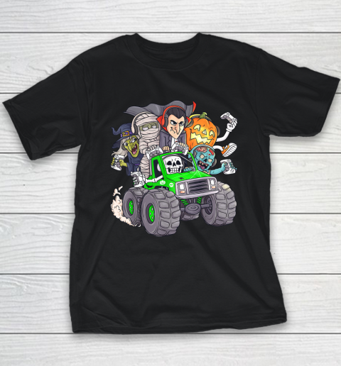 Halloween Gamer Skeleton Zombie Monster Truck Youth T-Shirt