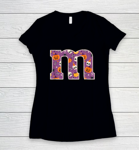 Funny Letter M Chocolate Candy Halloween Costume Women's V-Neck T-Shirt