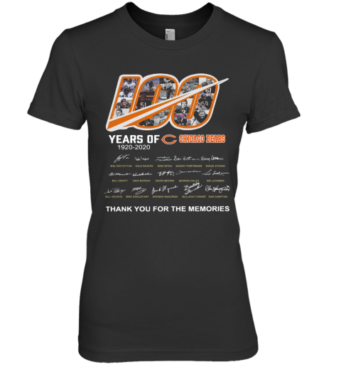 100 Years Of Chicago Bears Thank You For The Memories Signatures Premium Women's T-Shirt