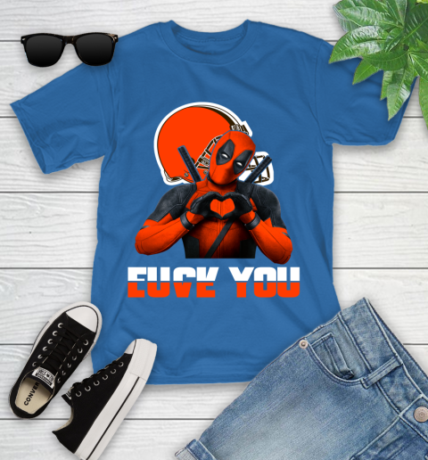NHL Cleveland Browns Deadpool Love You Fuck You Football Sports Youth T-Shirt 12