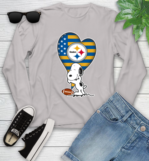 Pittsburgh Steelers NFL Football The Peanuts Movie Adorable Snoopy Youth Long Sleeve 12