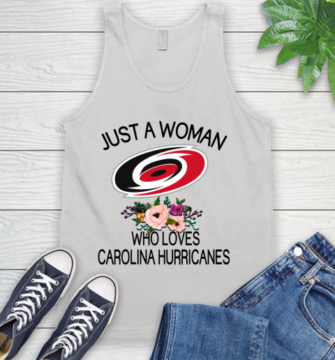 NHL Just A Woman Who Loves Carolina Hurricanes Hockey Sports Tank Top