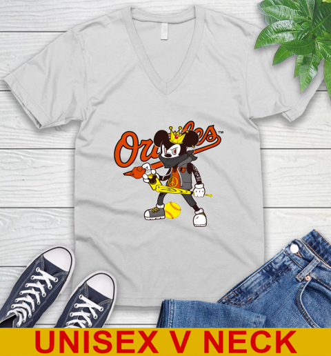Baltimore Orioles MLB Baseball Mickey Peace Sign Sports V-Neck T-Shirt