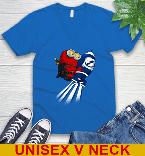 NHL Hockey Tampa Bay Lightning Deadpool Minion Marvel Shirt V-Neck T-Shirt 5