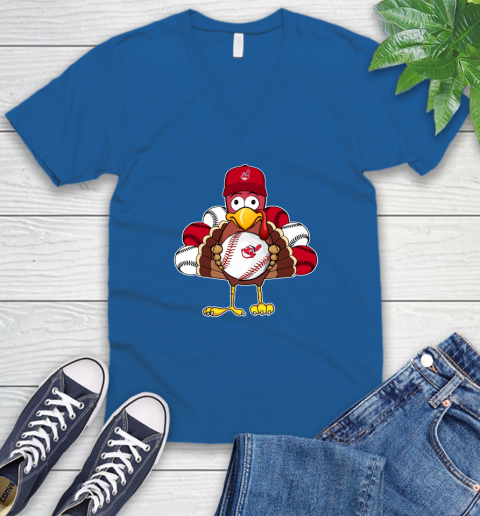 Cleveland Indians Turkey thanksgiving V-Neck T-Shirt 6