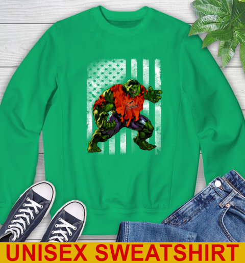 Baltimore Orioles Hulk Marvel Avengers MLB Baseball American Flag Sweatshirt 8