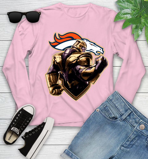 NFL Thanos Avengers Endgame Football Sports Denver Broncos Youth Long Sleeve 10