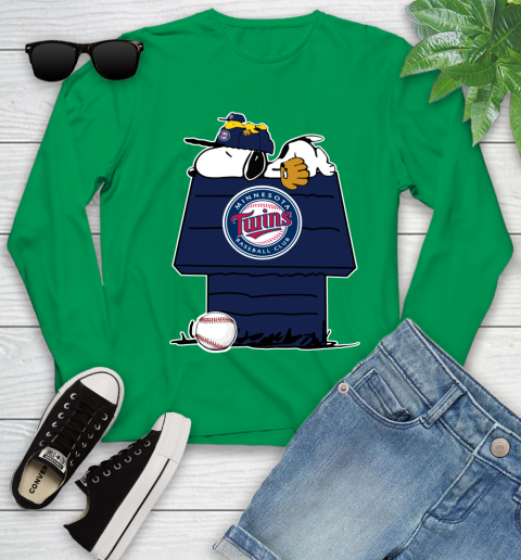 MLB Minnesota Twins Snoopy Woodstock The Peanuts Movie Baseball T Shirt Youth Long Sleeve 6