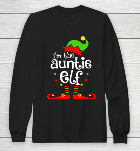 Auntie Elf Christmas Costume Aunt Matching Family Xmas Long Sleeve T-Shirt