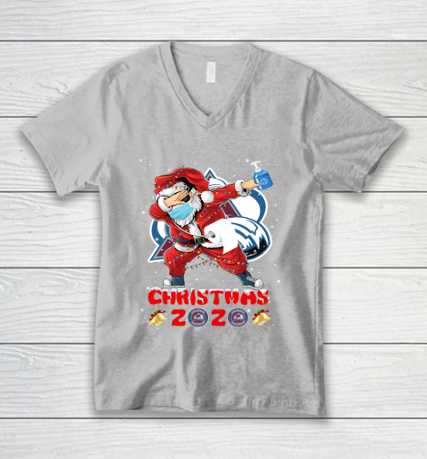 Colorado Avalanche Funny Santa Claus Dabbing Christmas 2020 NHL V-Neck T-Shirt 3