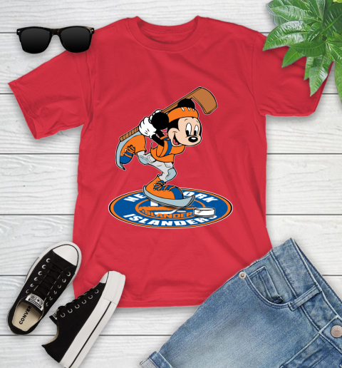 NHL Hockey New York Islanders Cheerful Mickey Disney Shirt Youth T-Shirt 10
