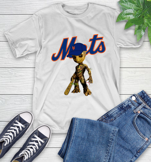 MLB New York Mets Groot Guardians Of The Galaxy Baseball T-Shirt