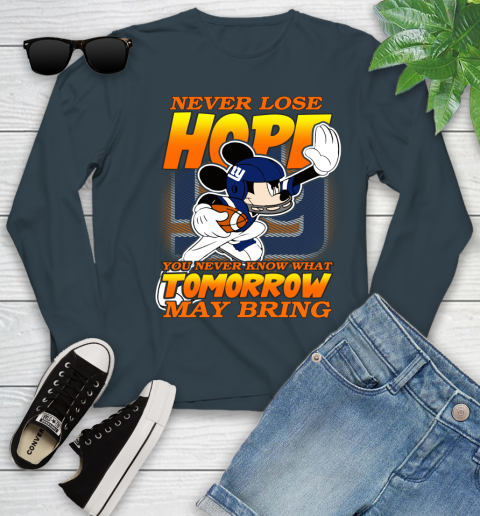 New York Giants NFL Football Mickey Disney Never Lose Hope Youth Long Sleeve 9