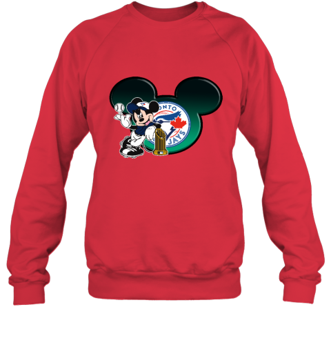 Toronto Blue Jays The Commissioner's Trophy Mickey Mouse llj6 toronto blue jays the commissioneramp 39 s trophy mickey mouse sweatshirt 35 front red