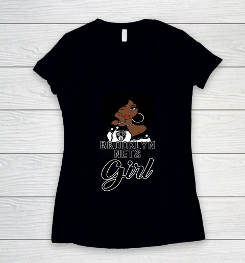 Brooklyn Nets Girl NBA Women's V-Neck T-Shirt