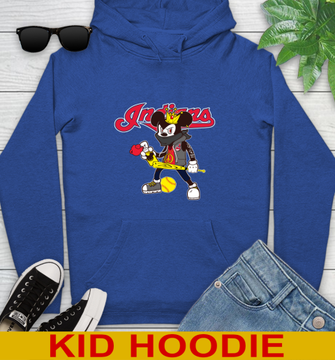 Cleveland Indians MLB Baseball Mickey Peace Sign Sports Youth Hoodie 10