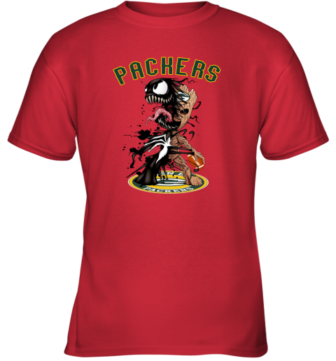 NFL Green Bay Packers Football Venom Groot Guardians Of The Galaxy yuM2qZzGWx7 youth t shirt 26 95 151514 front red