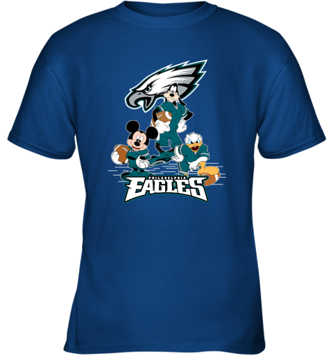 NFL Philadelphia Eagles Mickey Mouse Donald Duck Goofy Football Youth T- Shirt 