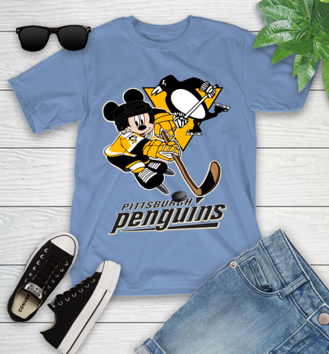 NHL Pittsburgh Penguins Mickey Mouse Disney Hockey T Shirt Youth T-Shirt 11