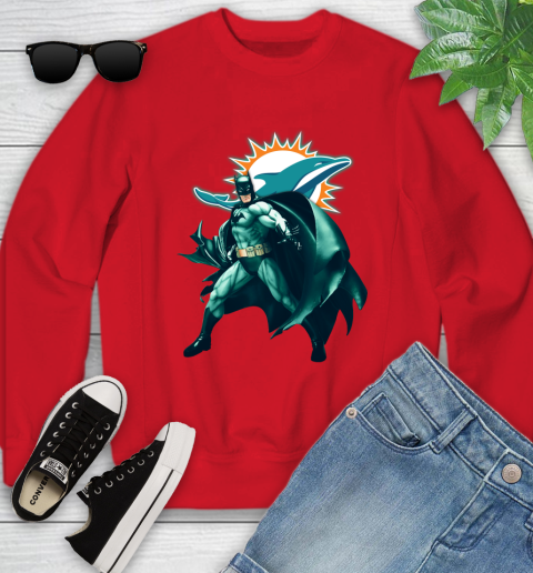 NFL Batman Football Sports Miami Dolphins Youth Sweatshirt 9