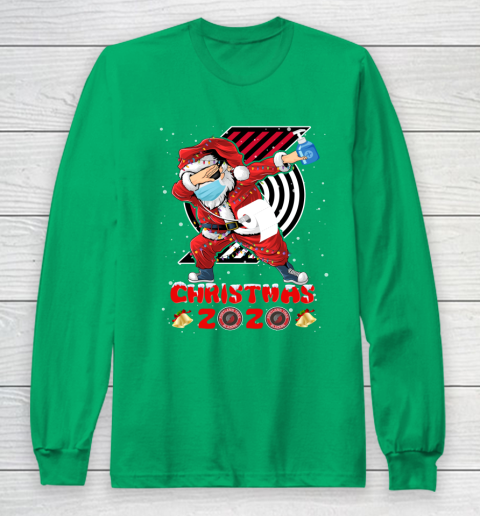 Portland Trail Blazers Funny Santa Claus Dabbing Christmas 2020 NBA Long Sleeve T-Shirt 4