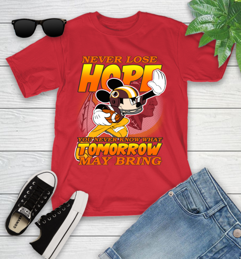 Washington Redskins NFL Football Mickey Disney Never Lose Hope Youth T-Shirt 13