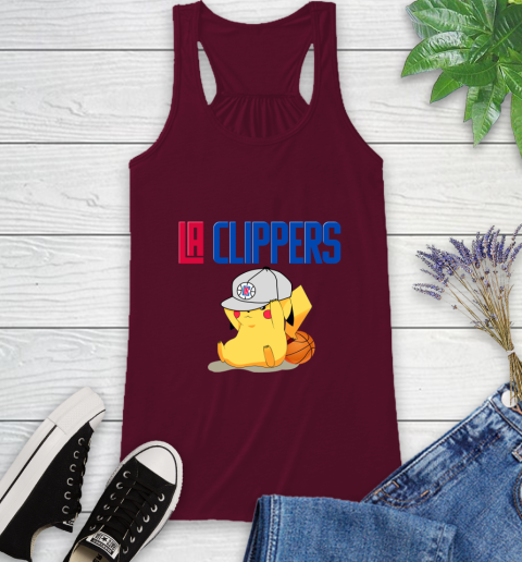 NBA Pikachu Basketball Sports Los Angeles Clippers Racerback Tank 3