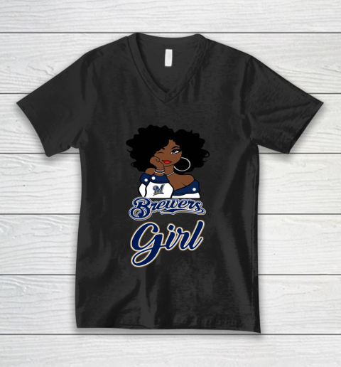 Milwaukee Brewerss Girl MLB V-Neck T-Shirt