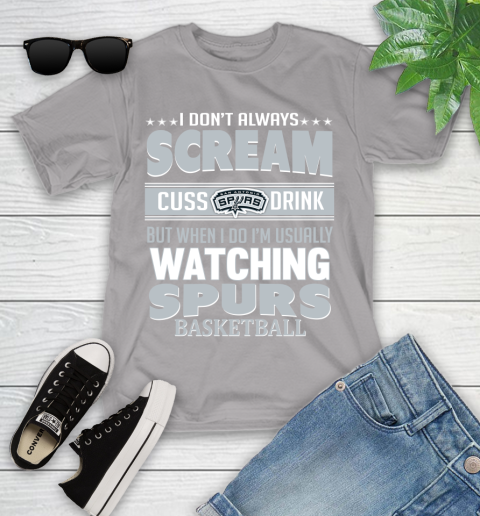 San Antonio Spurs NBA Basketball I Scream Cuss Drink When I'm Watching My Team Youth T-Shirt 4