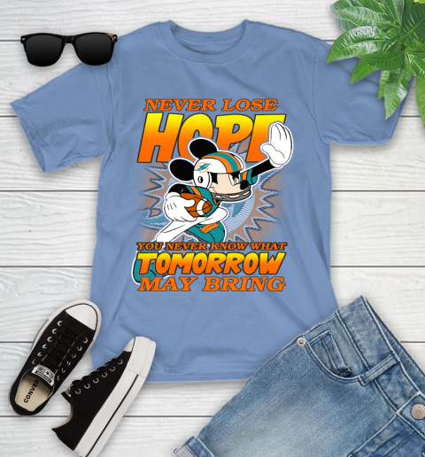 Miami Dolphins NFL Football Mickey Disney Never Lose Hope Youth T-Shirt 15