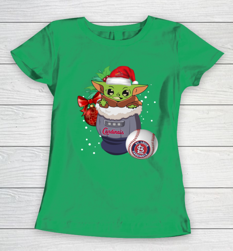 St.Louis Cardinals Christmas Baby Yoda Star Wars Funny Happy MLB Women's T-Shirt