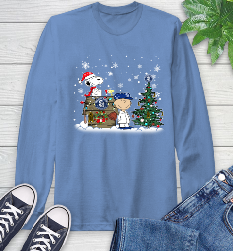 MLB San Diego Padres Snoopy Charlie Brown Christmas Baseball Commissioner's Trophy Long Sleeve T-Shirt 12