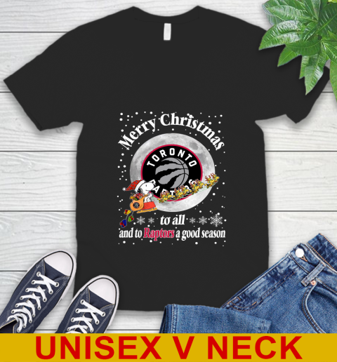 Toronto Raptors Merry Christmas To All And To Raptors A Good Season NBA Basketball Sports V-Neck T-Shirt