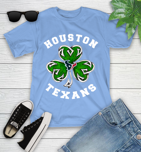 NFL Houston Texans Three Leaf Clover St Patrick's Day Football Sports Youth T-Shirt 15