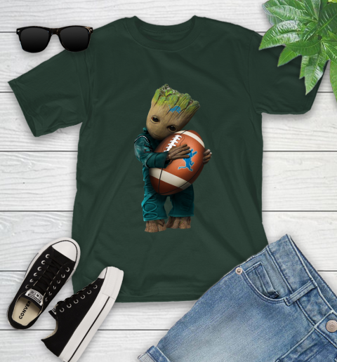 NFL Groot Guardians Of The Galaxy Football Sports Detroit Lions Youth T-Shirt 5