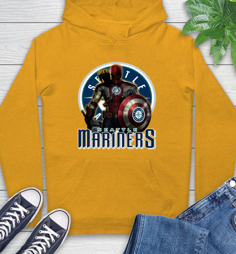 MLB Captain America Thor Spider Man Hawkeye Avengers Endgame Baseball Seattle Mariners Hoodie 3