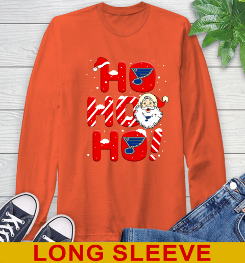 St.Louis Blues NHL Hockey Ho Ho Ho Santa Claus Merry Christmas Shirt Long Sleeve T-Shirt 4