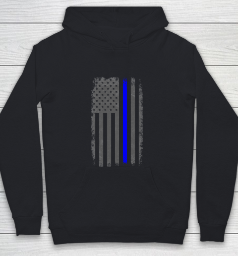 Vertical Thin Blue Line American Flag Youth Hoodie
